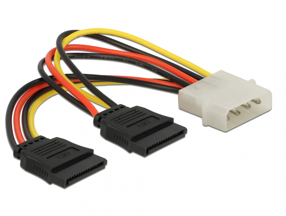 Imagine Cablu alimentare Molex la 2 x SATA T-M, Delock 60102