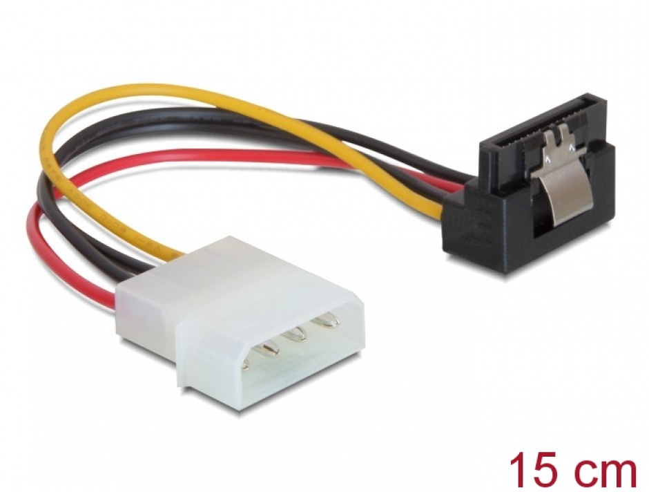 Imagine Cablu de alimentare SATA la Molex unghi cu fixare, Delock 60121