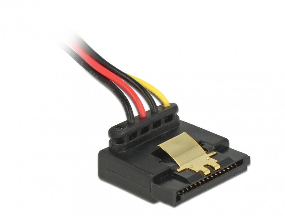 Imagine Cablu de alimentare SATA 15 pini la 2 x SATA drepte + 1 x unghi sus + 1 x unghi jos 30cm, Delock 601