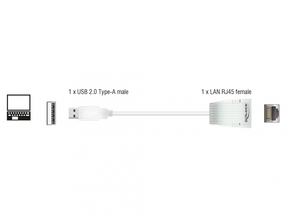 Imagine Placa de retea USB 2.0 la retea 10/100 Mbps, Delock 61147