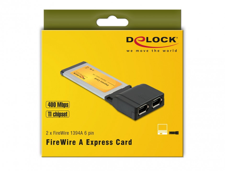 Imagine Placa Express Card la 2 x FireWire 600 chipset TI, Delock 61387