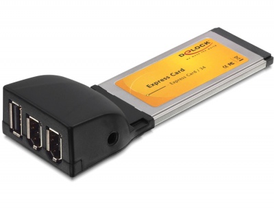Imagine Placa ExpressCard la 1x USB 2.0 - 2 x FireWire A, Delock 61389
