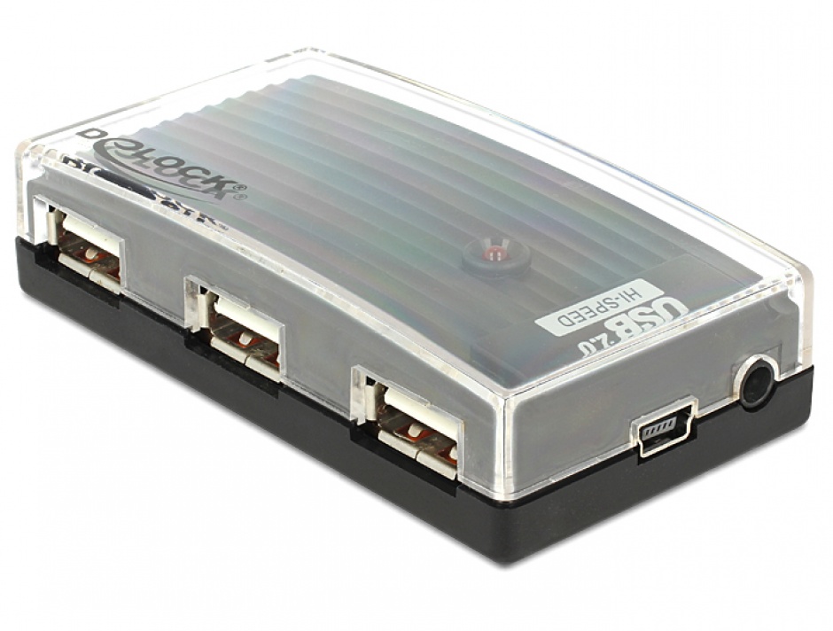 Imagine Hub USB 2.0 extern 4 Port + alimentare, Delock 61393