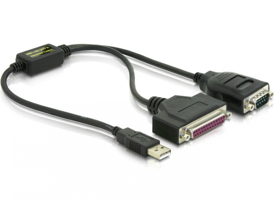 Imagine Cablu USB la serial RS232 + parallel DB25, Delock 61516