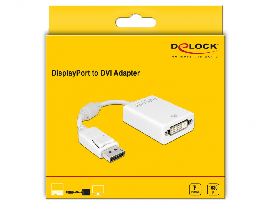 Imagine Adaptor DisplayPort la DVI 24+5 pini pasiv Alb T-M, Delock 61765