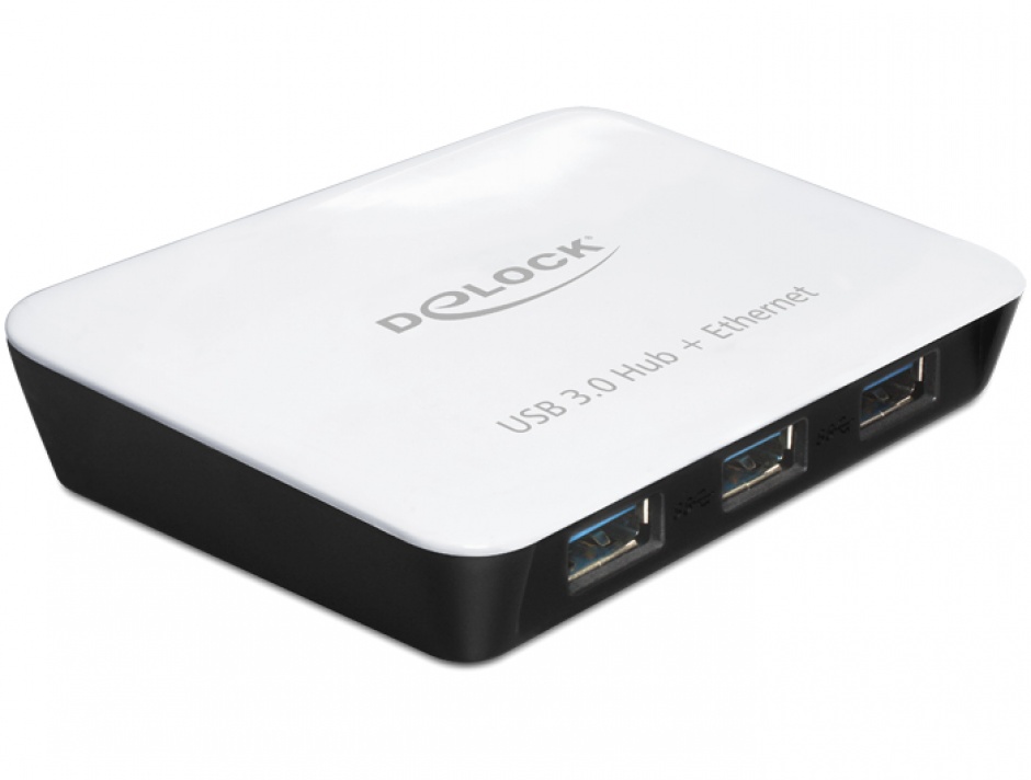 Imagine Hub USB 3.0 3 Porturi + 1 Port Gigabit LAN 10/100/1000, Delock 62431
