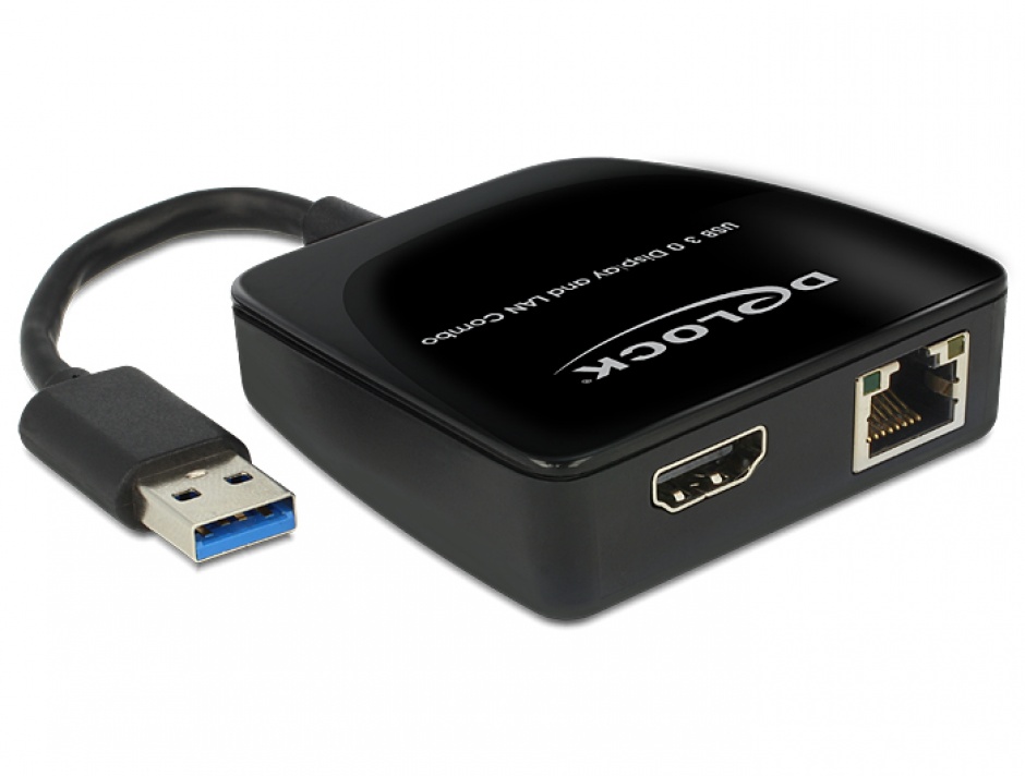 Imagine Adaptor USB 3.0 la HDMI + Gigabit LAN, Delock 62522