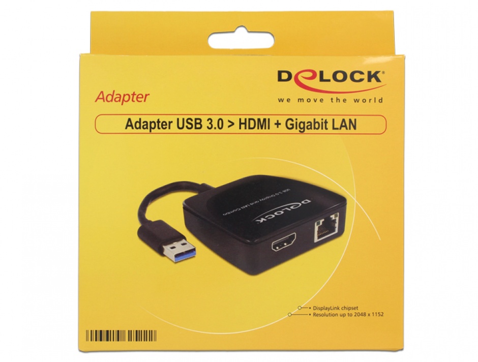 Imagine Adaptor USB 3.0 la HDMI + Gigabit LAN, Delock 62522 