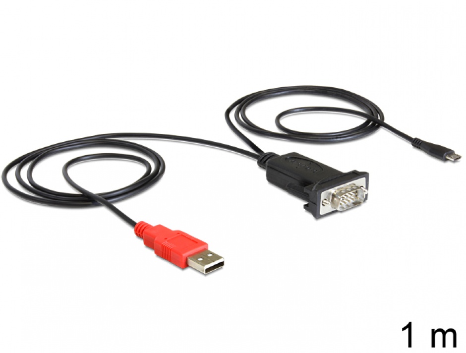 Imagine Adaptor Micro USB la Serial RS-232 pentru Android, Delock 62533