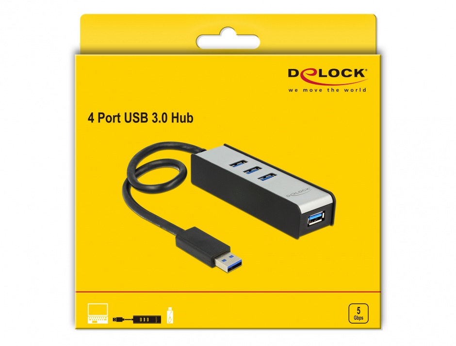 Imagine HUB extern 4 porturi USB 3.0, Delock 62534