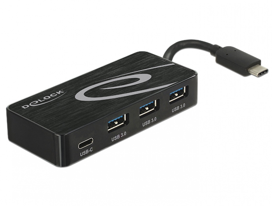 Imagine HUB USB 3.1-C Gen 1 la 3 porturi USB 3.0-A + 1 x USB-C, Delock 62537