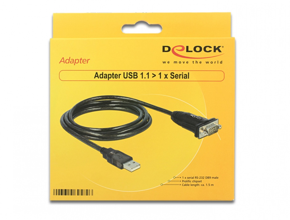 Imagine Adaptor USB la serial RS232 1.5m, Delock 62582