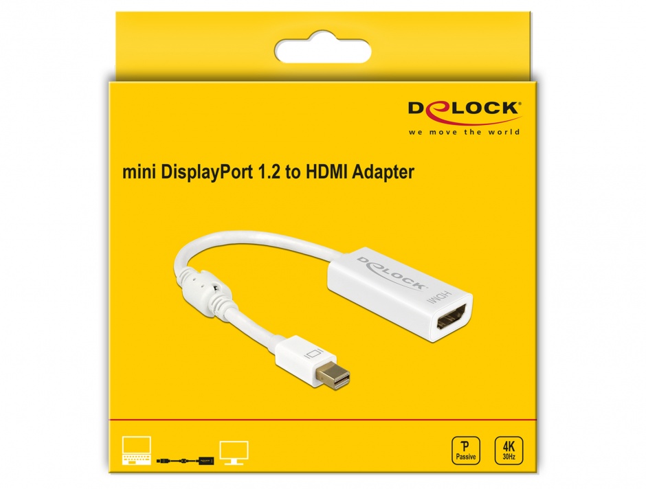 Imagine Adaptor mini Displayport la HDMI T-M 1.2 4K Pasiv Alb, Delock 62614