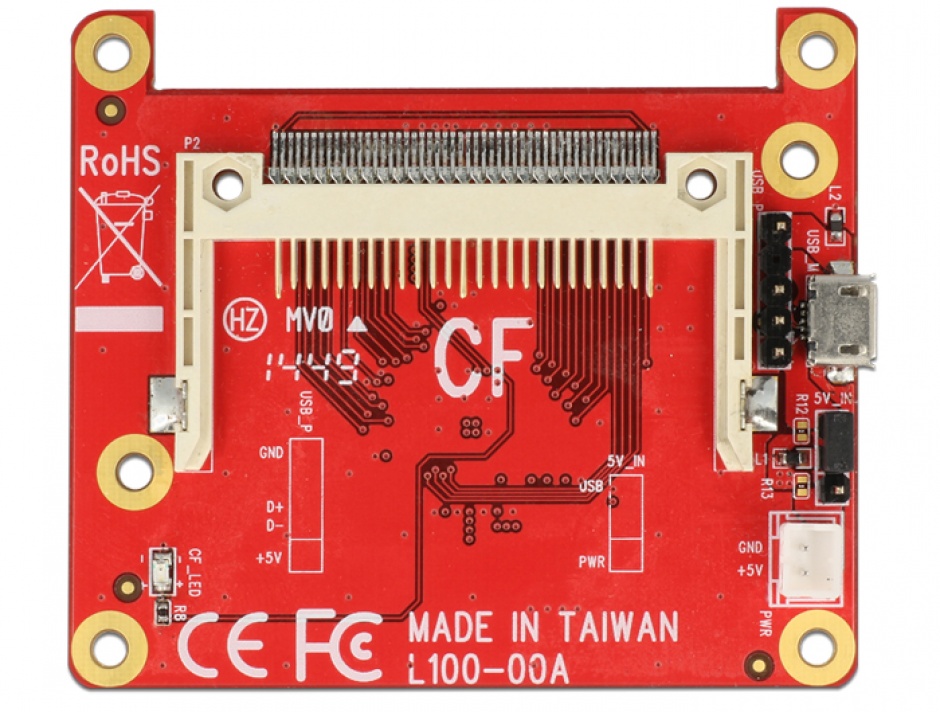 Imagine Convertor Raspberry Pi Micro USB-B la Compact Flash, Delock 62625