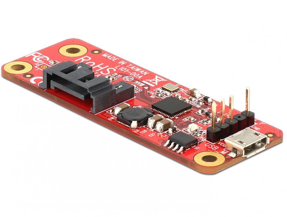 Imagine Convertor Raspberry Pi Micro USB-B la SATA 7 pini, Delock 62626