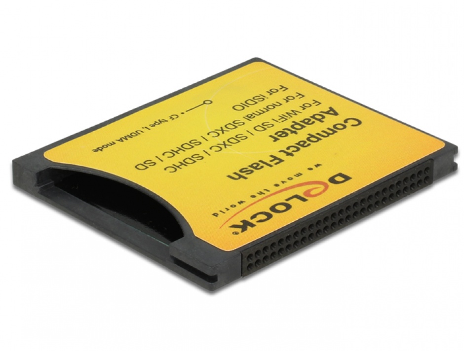 Imagine Adaptor Compact Flash tip I la iSDIO (WiFi SD), SDHC, SDXC, Delock 62637