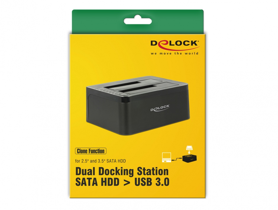 Imagine Dual Docking Station SATA HDD/SSD la USB 3.0, Functie de Clona, Delock 62661