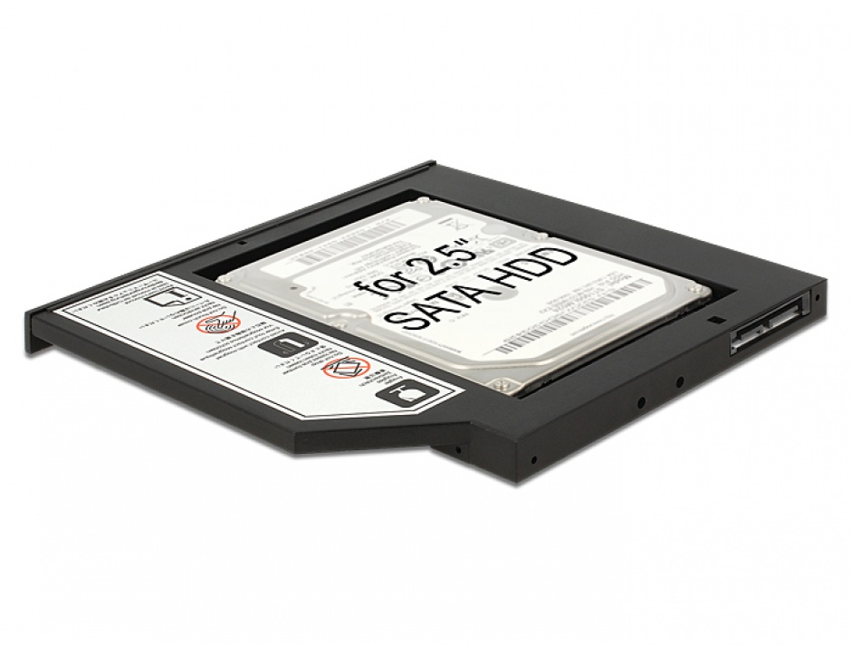 Imagine Installation Frame (Caddy) Slim SATA 5.25 pentru 2.5" SATA HDD 9.5mm, Delock 62669