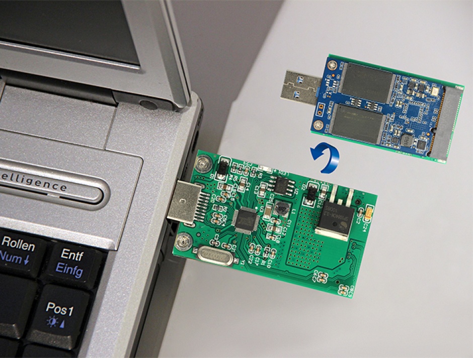 Imagine Convertor USB 3.0 la mSATA full size, Delock 62681