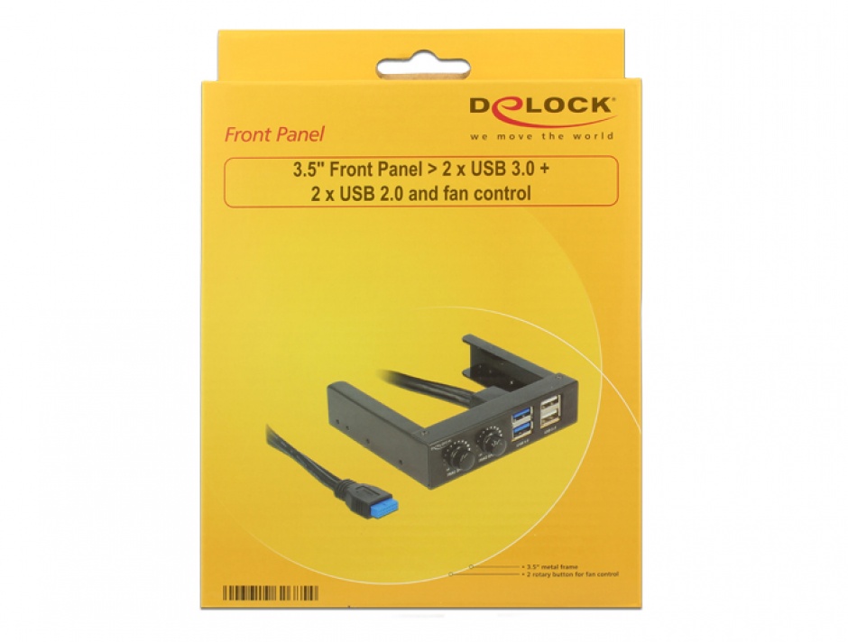 Imagine Front Panel 3.5" cu 2 x USB 3.0 + 2 x USB 2.0 fan control, Delock 62685