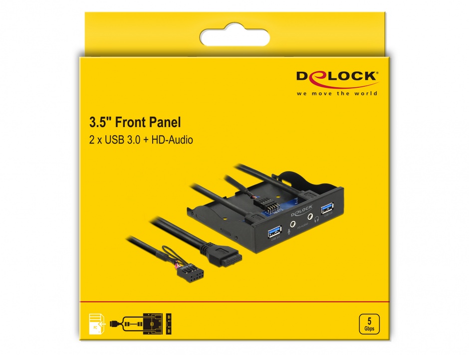 Imagine Front Panel 3.5" la 2 x USB 3.0 + HD-Audio, Delock 62700
