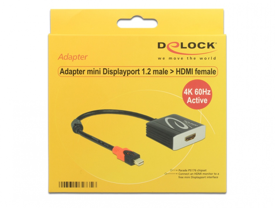 Imagine Adaptor mini Displayport 1.2 la HDMI T-M 4K 60 Hz Activ, Delock 62735