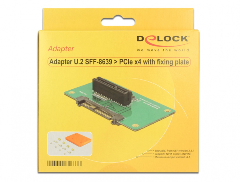 Imagine Adaptor U.2 SFF-8639 la PCIe x4 cu fixare, Delock 62863