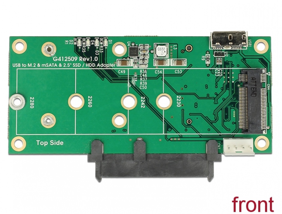 Imagine Convertor micro-B USB 3.1 la 1 x SATA / 1 x M.2 Key B / 1 x mSATA, Delock 62867