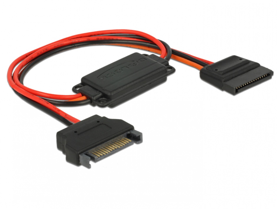 Imagine Cablu de alimentare conversie voltaj SATA 15 pini 5V la SATA 15 pini 3.3V + 5V T-M, Delock 62874
