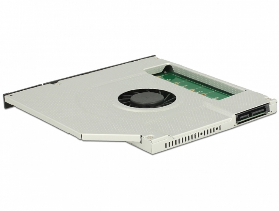 Imagine Installation Frame Slim SATA 5.25" (10mm) la 1 x M.2 SSD Key B cu ventilator, Delock 63287