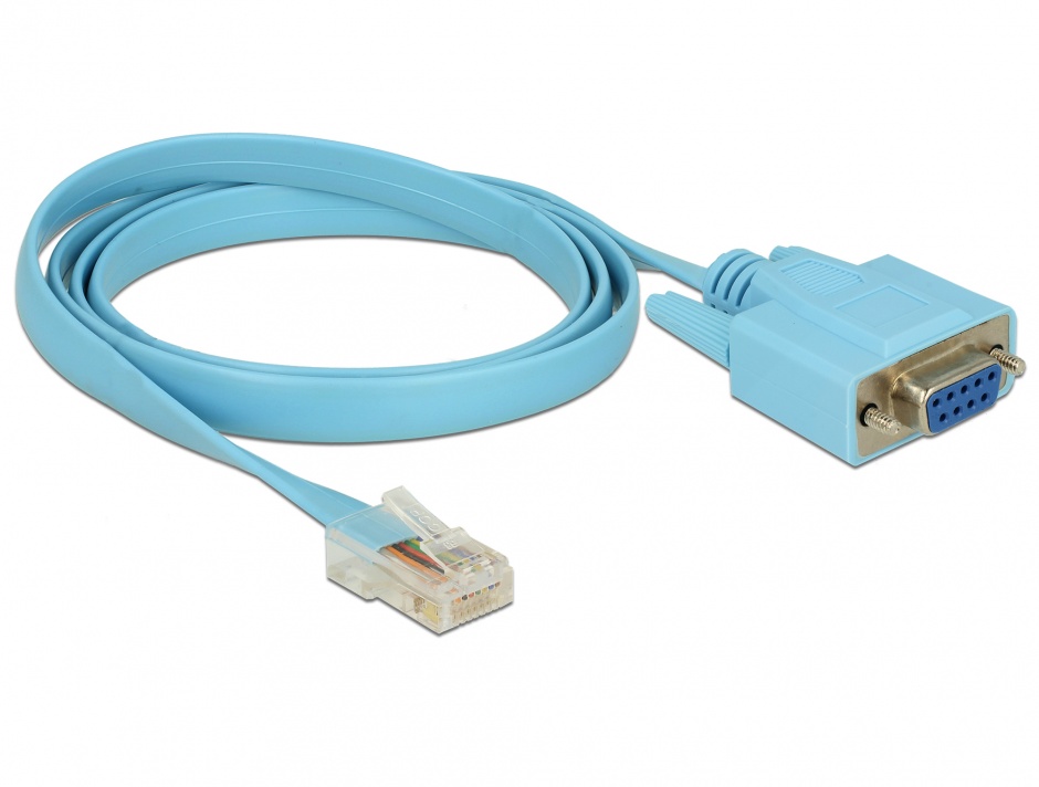 Imagine Cablu serial RS-232 DB9 la Serial RS-232 RJ45 (pentru router Cisco) 1m, Delock 63341