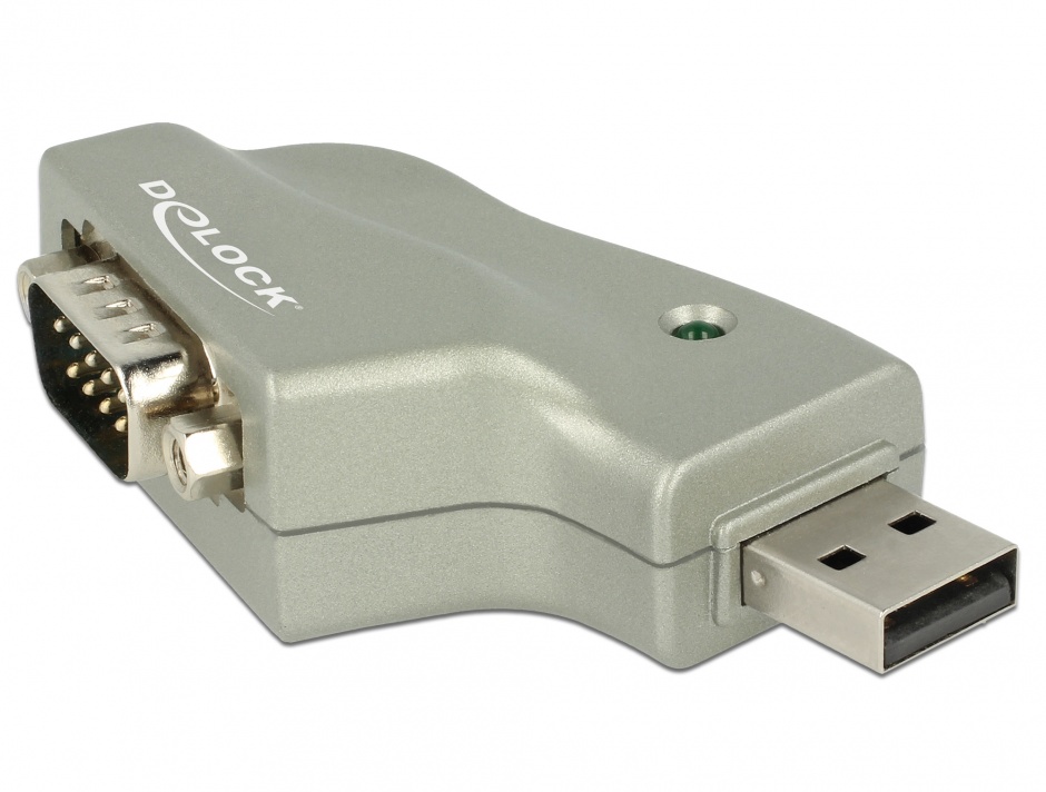 Imagine Adaptor USB la Serial RS232 DB9 unghi 110 grade, Delock 63916