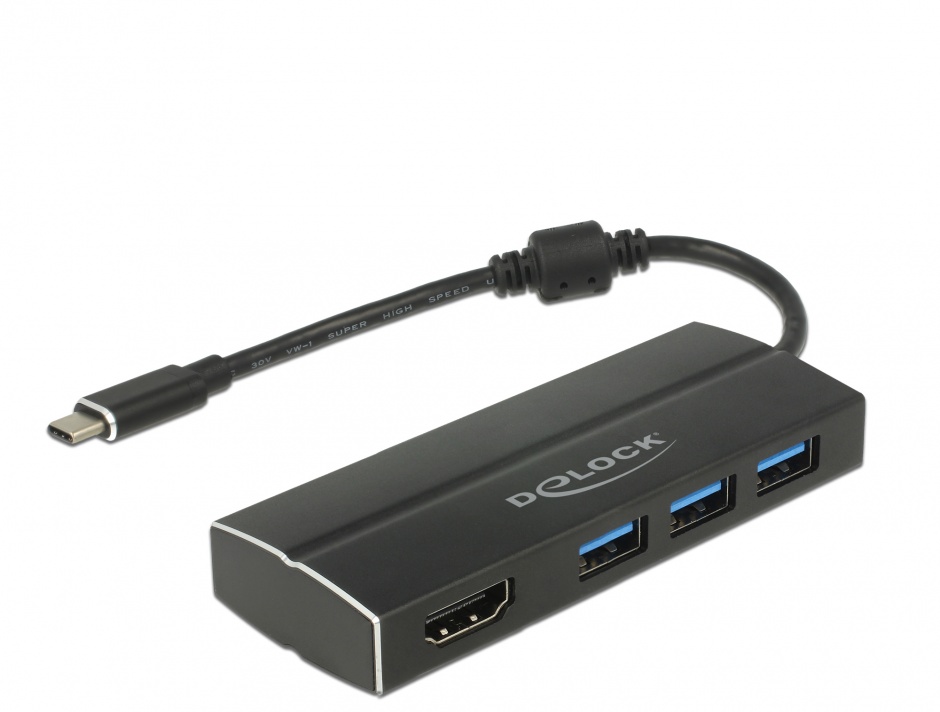 Imagine Adaptor USB-C 3.1 la HDMI-A (DP Alt Mode) 4K 30Hz + 3 x USB, Delock 63931