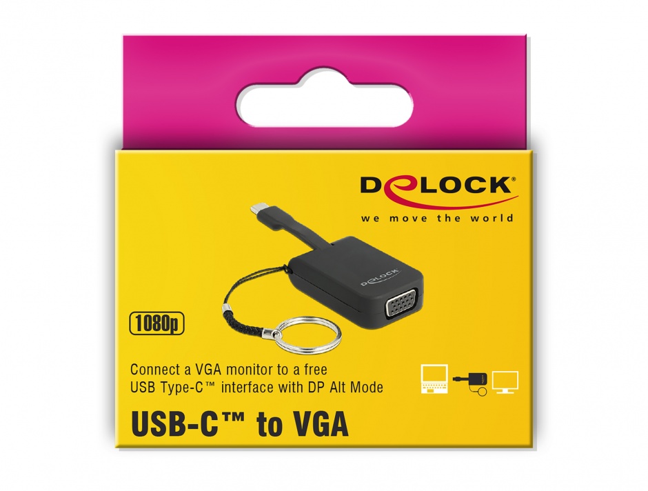 Imagine Adaptor USB-C la VGA (DP Alt Mode) T-M pentru breloc, Delock 63941