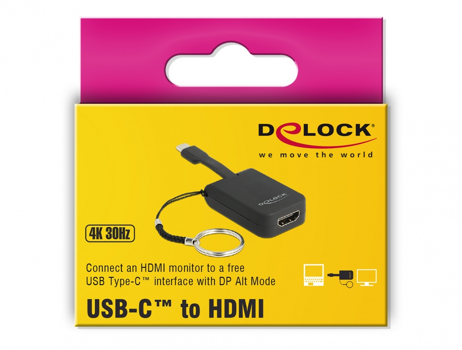 Imagine Adaptor USB-C la HDMI (DP Alt Mode) 4K 30 Hz T-M pentru breloc, Delock 63942