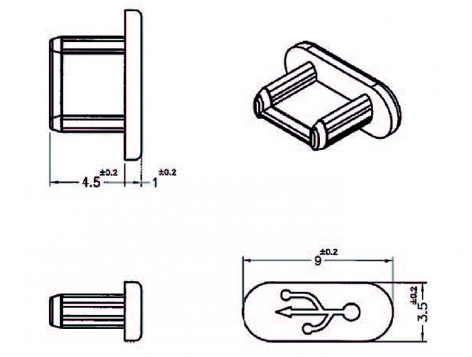 Imagine Protectie impotriva prafului pentru conector micro USB-B Negru set 10 buc, Delock 64007