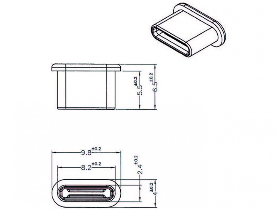 Imagine Protectie impotriva prafului pentru conector USB-C Negru set 10 buc, Delock 64014