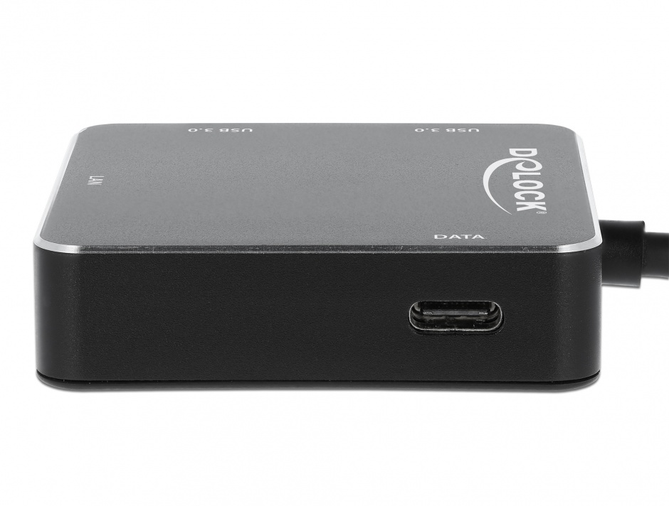 Imagine HUB USB 3.1-C cu 2 x USB-A + 1 x USB-C + 1 x Gigabit LAN Negru, Delock 64043
