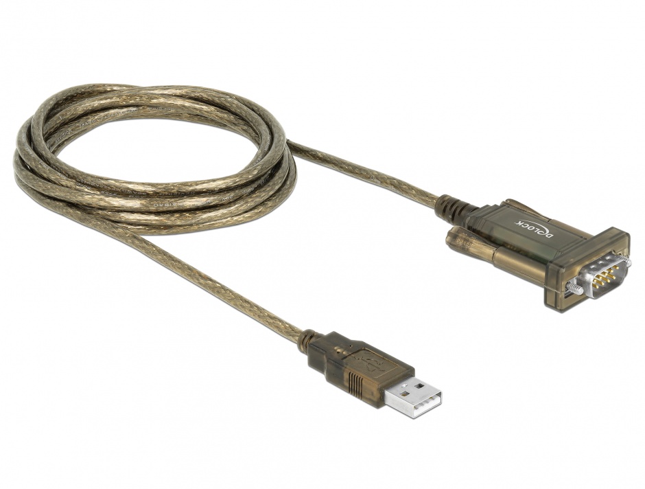 Imagine Adaptor USB la Serial DB9 RS-232 Prolific cu indicator LED, Delock 64073