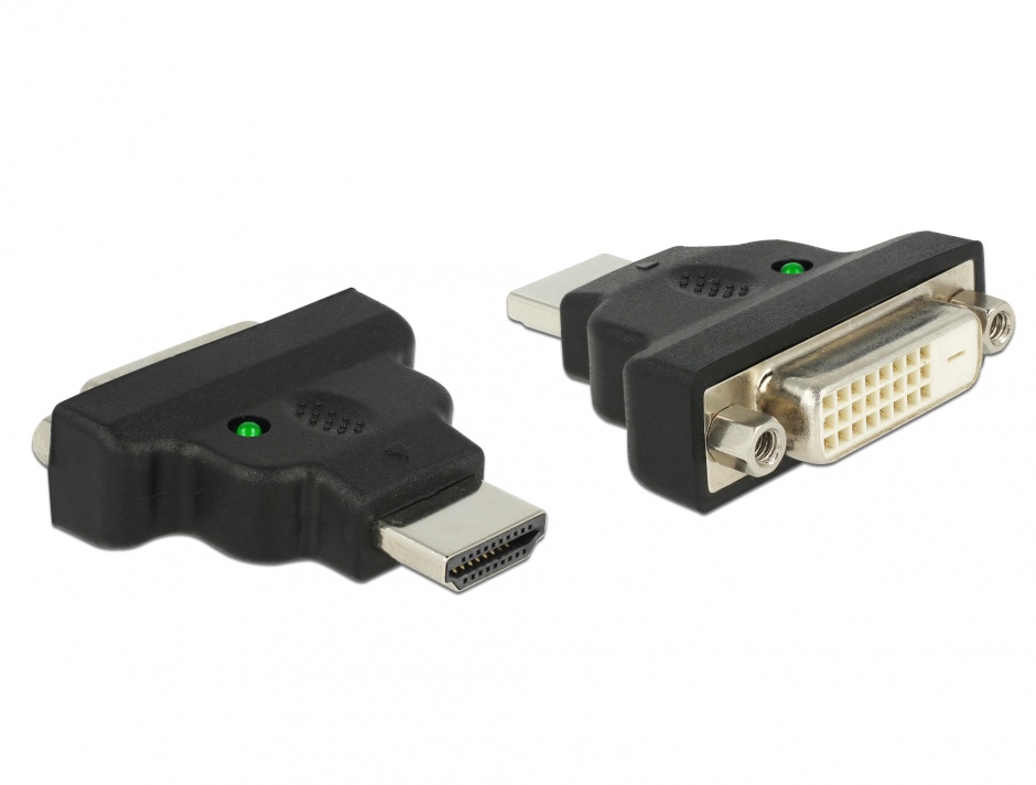 Imagine Adaptor HDMI la DVI-D Dual Link 24+1pini T-M cu LED, Delock 65020