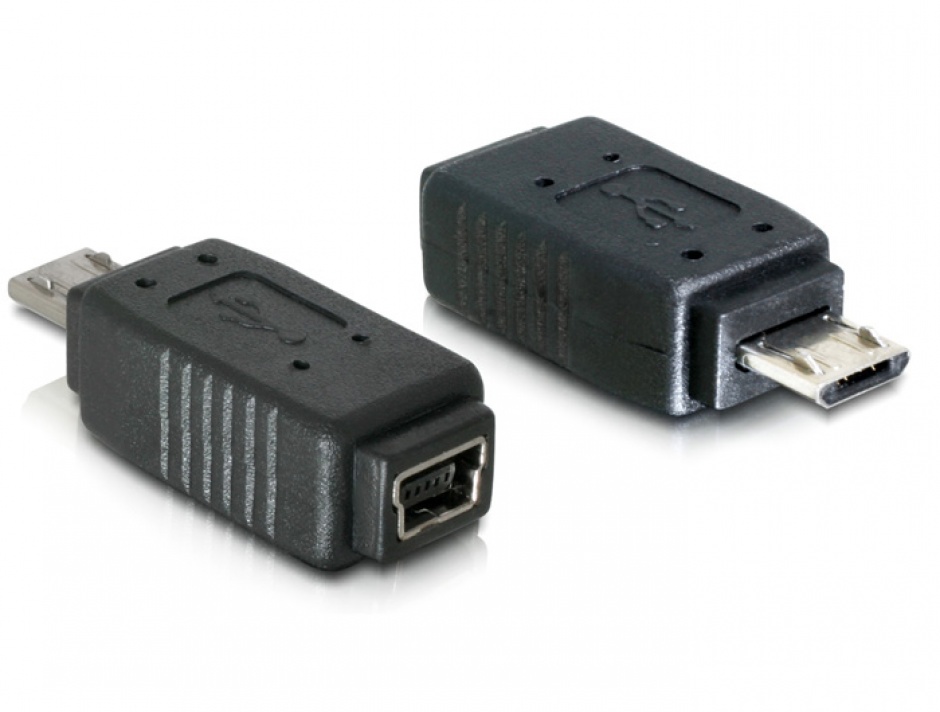Imagine Adaptor micro USB-B la mini USB 5 pini T-M, Delock 65063