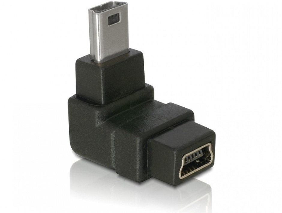 Imagine Adaptor USB B mini 5 pini T-M in unghi de 90, Delock 65097