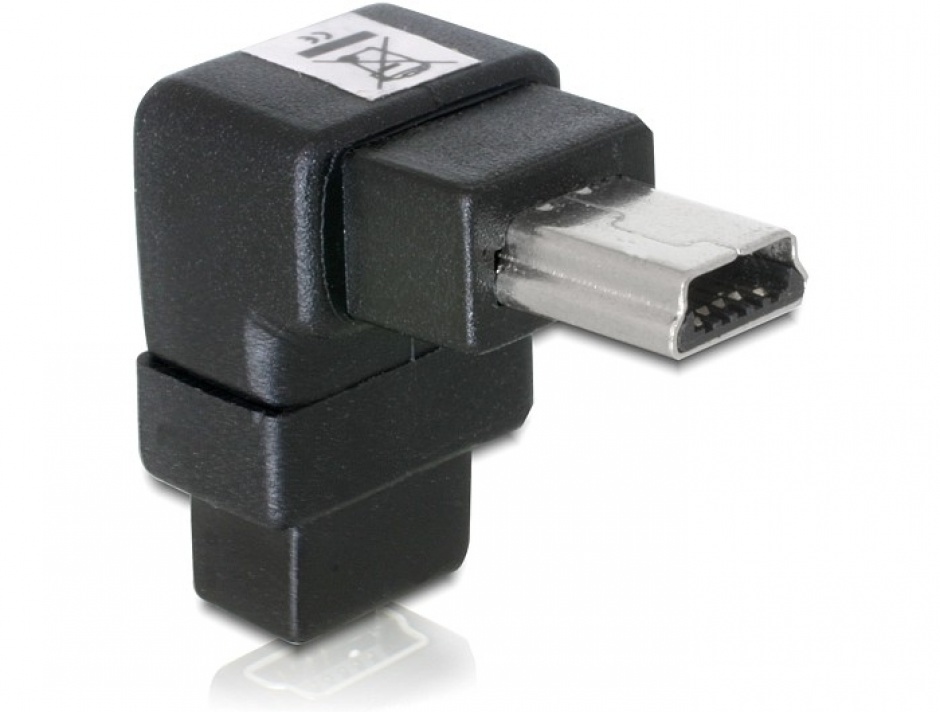 Imagine Adaptor USB B mini 5 pini T-M in unghi de 90, Delock 65097