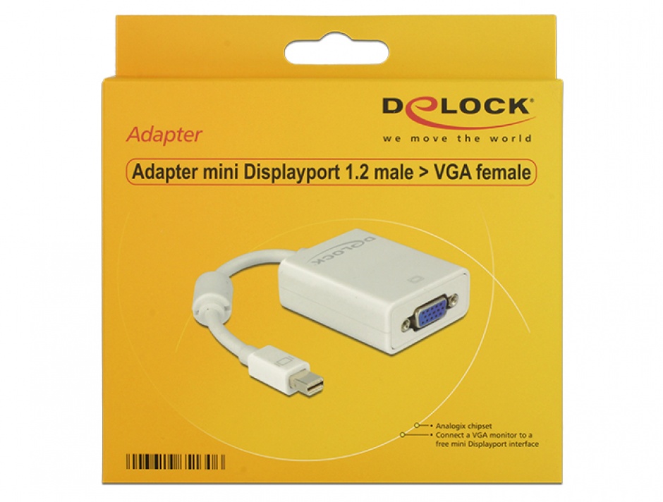Imagine Adaptor mini Displayport la VGA pasiv Alb T-M, Delock 65130