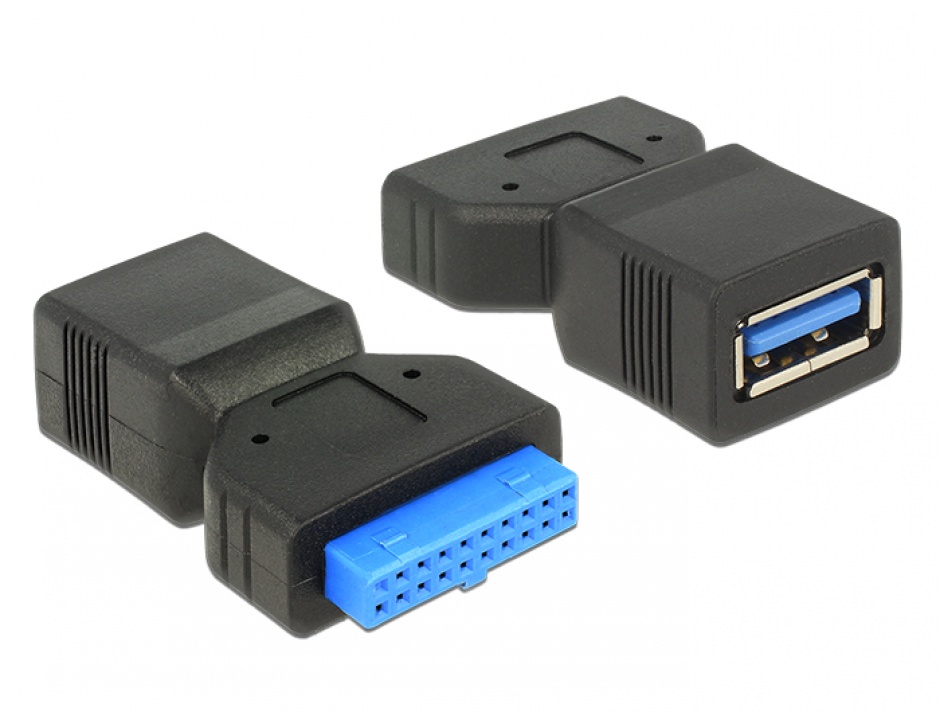 Imagine Adaptor USB 3.0 pin header 19 pini la USB 3.0-A M-M, Delock 65288