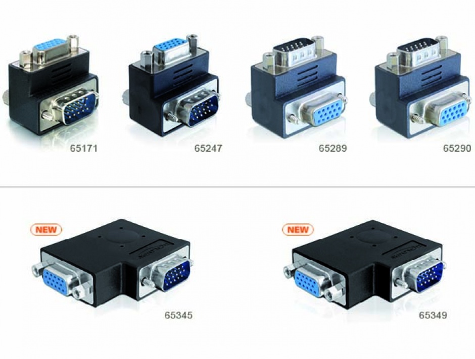 Imagine Adaptor VGA T-M unghi 90 grade, Delock 65345