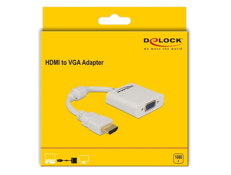 Imagine Adaptor HDMI la VGA Alb T-M, Delock 65346 