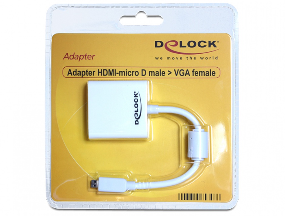 Imagine Adaptor micro HDMI D la VGA Alb T-M, Delock 65347 