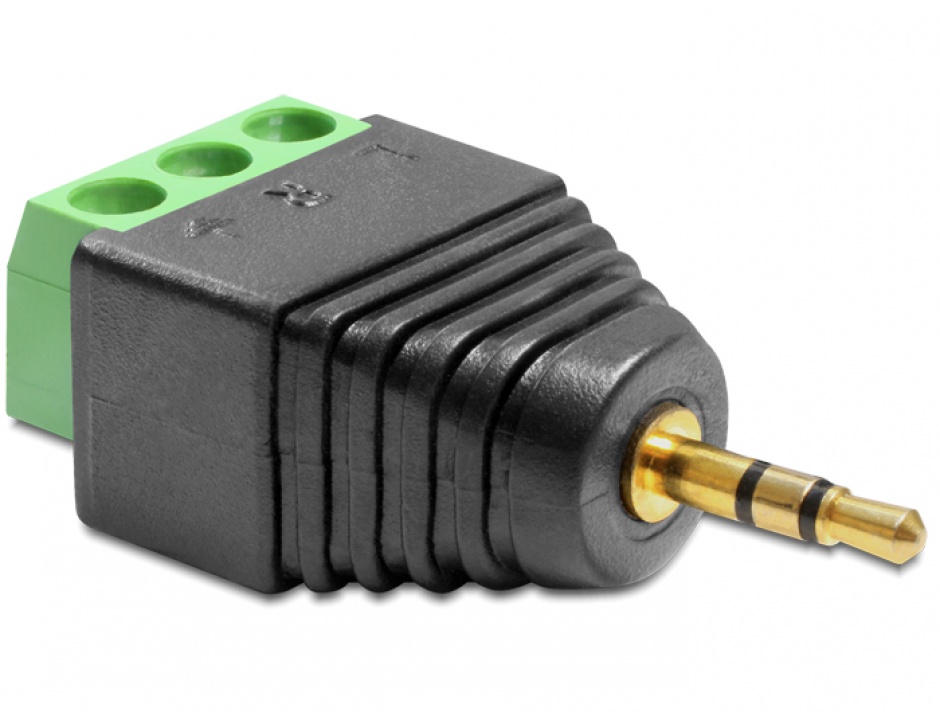 Imagine Adaptor jack Stereo Tata 2.5 mm la Bloc Terminal 3 pini, Delock 65420