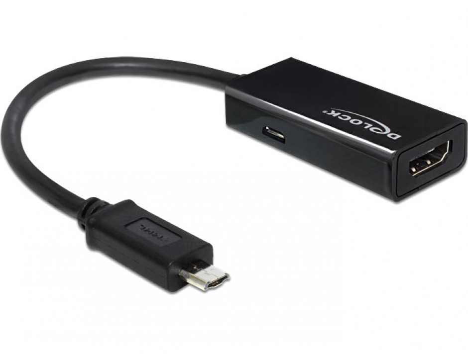Imagine Adaptor MHL la HDMI + micro USB-B T-M 11 pini (Samsung S3,S4,S5), Delock 65437